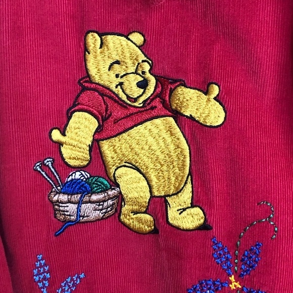 DISNEY store corduroy Pooh bear red button down shirt - Picture 5 of 11